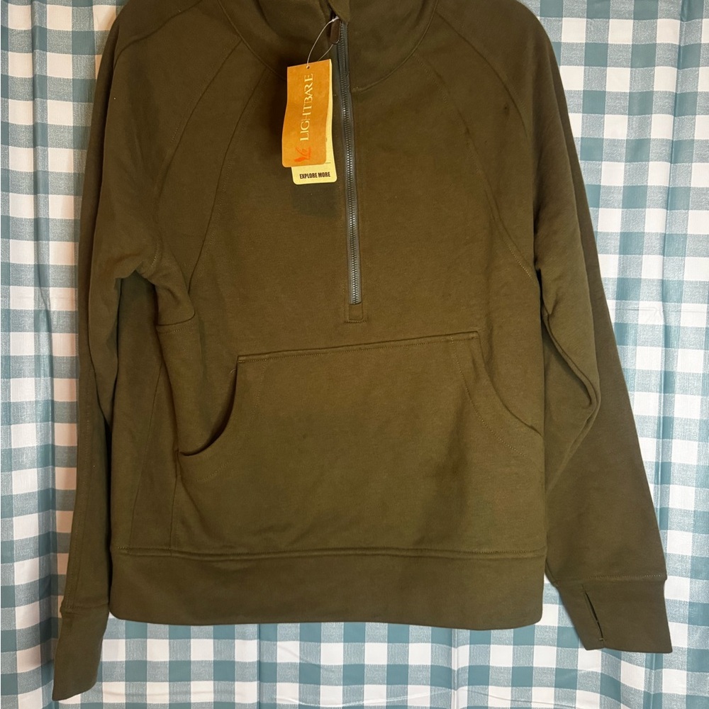 New Lightbare Olive Green Teddy Jacket 3/4 Zip Size XS Soft